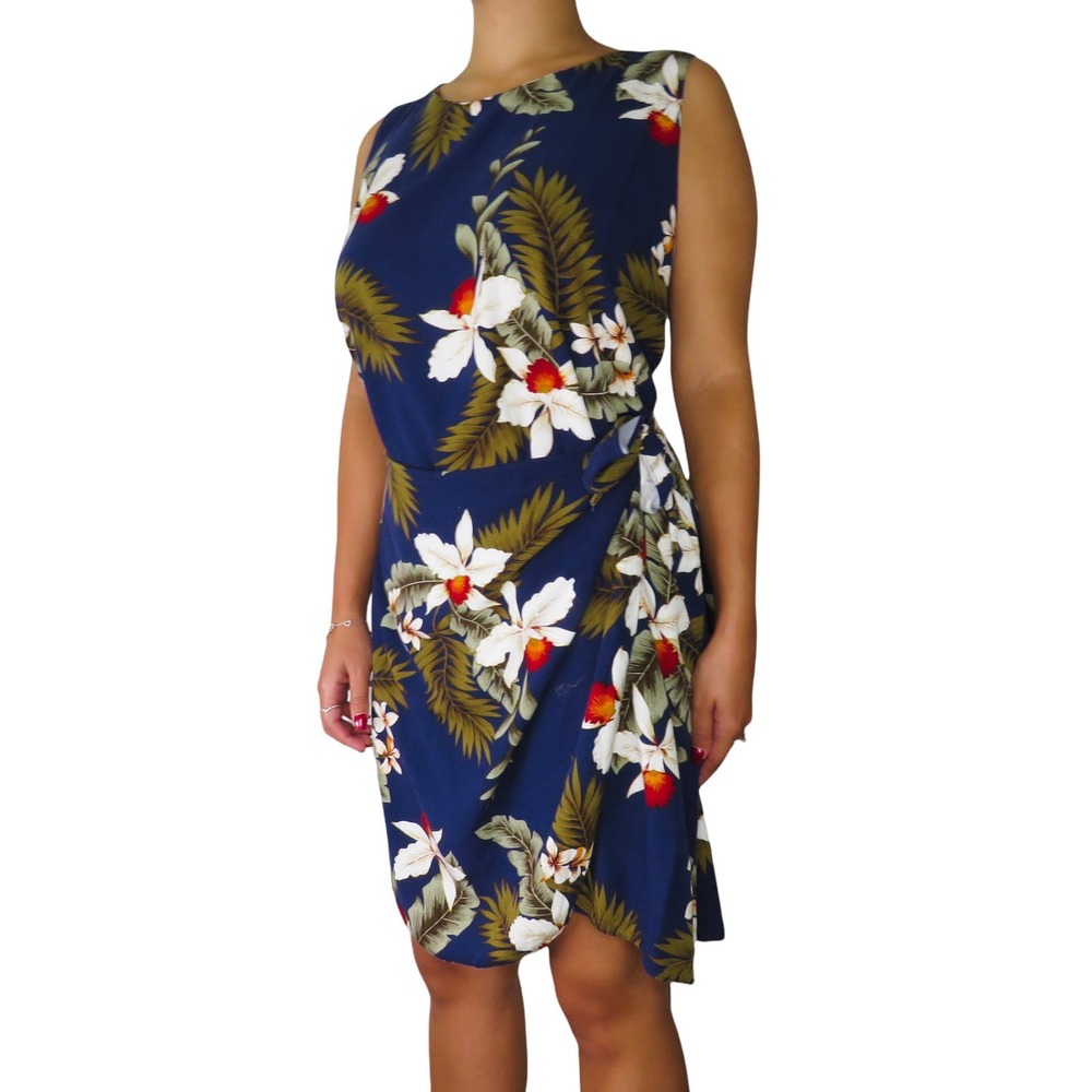 Vintage Blue Floral Midi Dress